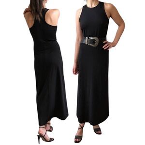 VTG 90s EXPRESS Black Sleeveless High Neck Racer Back Maxi Dress - sz 2 / S / XS